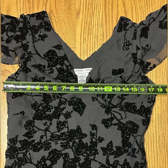 Adrianna Papell Black Beaded Top Whimsy Y2K Goth Witchy - Picture 9 of 11